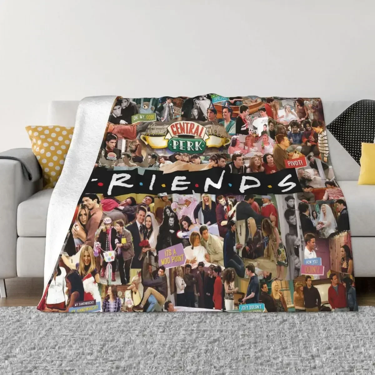 بطانية فريندز تي في شو كولاج أمريكان راشيل فانيلا بطانية رمي دافئة مضحكة لصالة الفراش في الصيف
