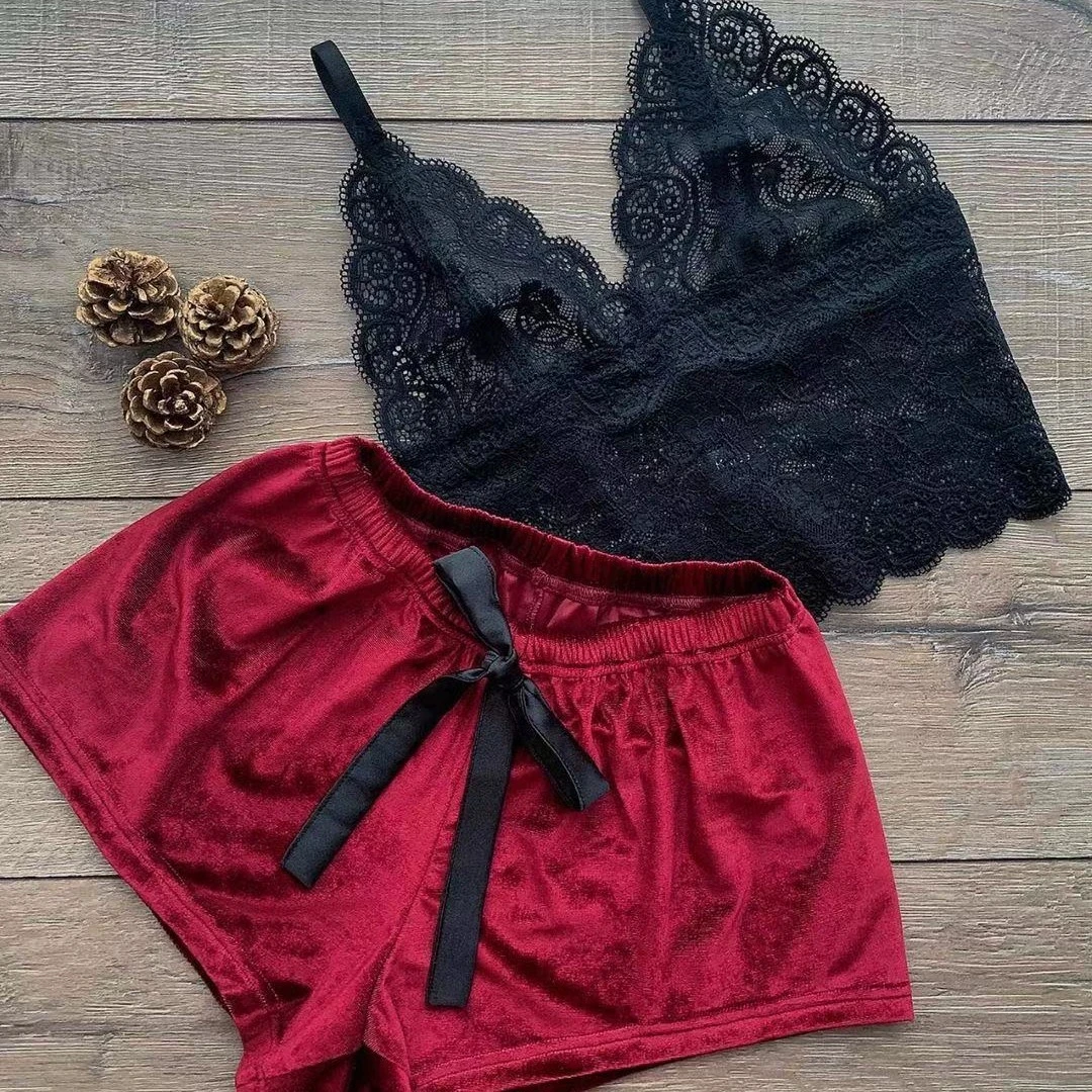 Pijamas de mujer, conjunto de sujetador de encaje Sexy, reúne belleza en la espalda, moda cómoda, ropa interior para niñas, lencería de dos piezas, sujetadores, vestidos para dormir