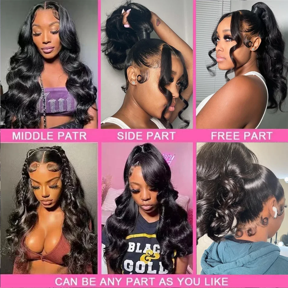 Body Wave 360 Full Lace Wigs Human Hair Pre Plucked HD 180% Density Brazilian Ponytail Hair Wavy Wig Pre-cut Drawstring Lace Brazilian Ponytail Hair Wavy