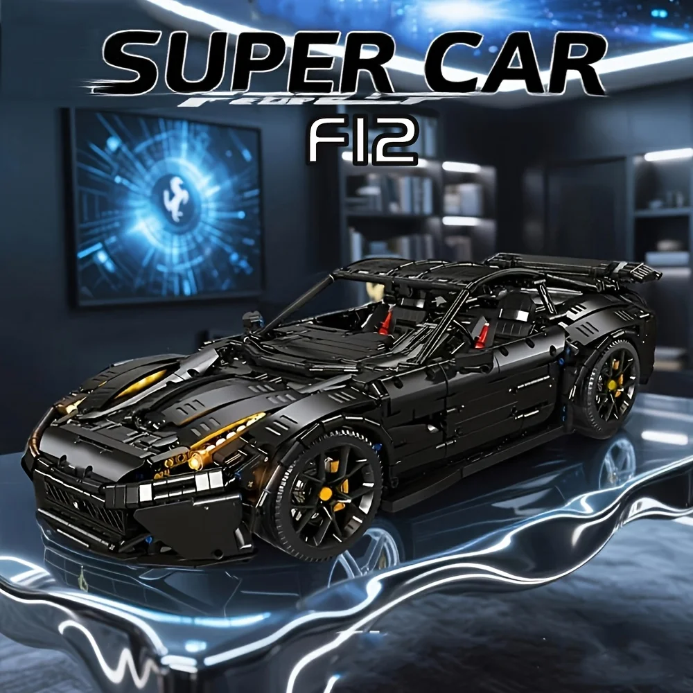 

JIESTAR 3097pcs MOC-41271 high-tech 1:8 F12 Black car Super Racing Creative Racing , Enthusiast Collection Gift, 91102