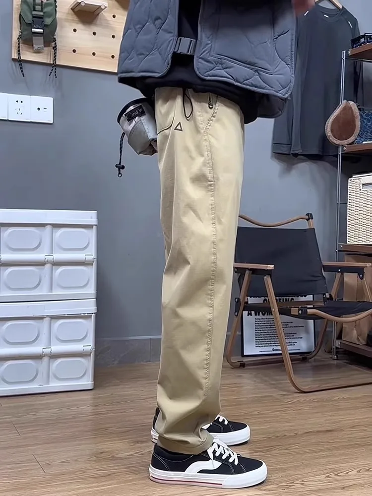 

American Sle Fce Lined Soft ell Men's Casual Outdoor Pants Khaki Workwear Long Trousers for Climbing And Leisure