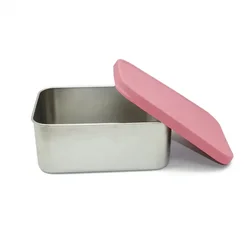 Boîte à lunch en acier inoxydable sans BPA pour enfants, couvercle en silicone blanc, boîte à lunch personnalisée