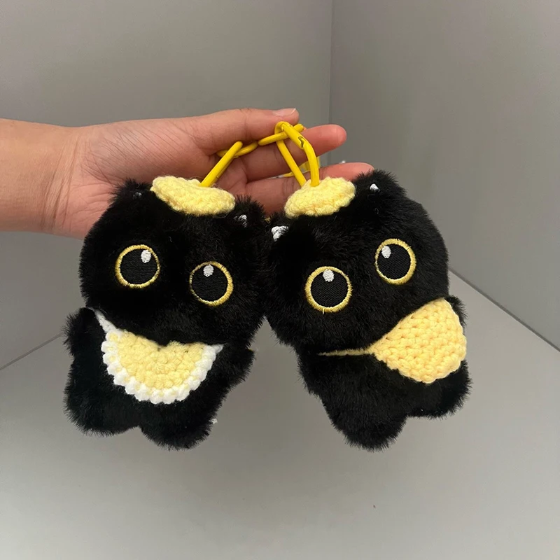 Lindo llavero de gatito negro de peluche Kawaii; Llavero de muñeca de gato de dibujos animados; Colgante de bolso perfecto; Regalos de decoración para colgar mochila.