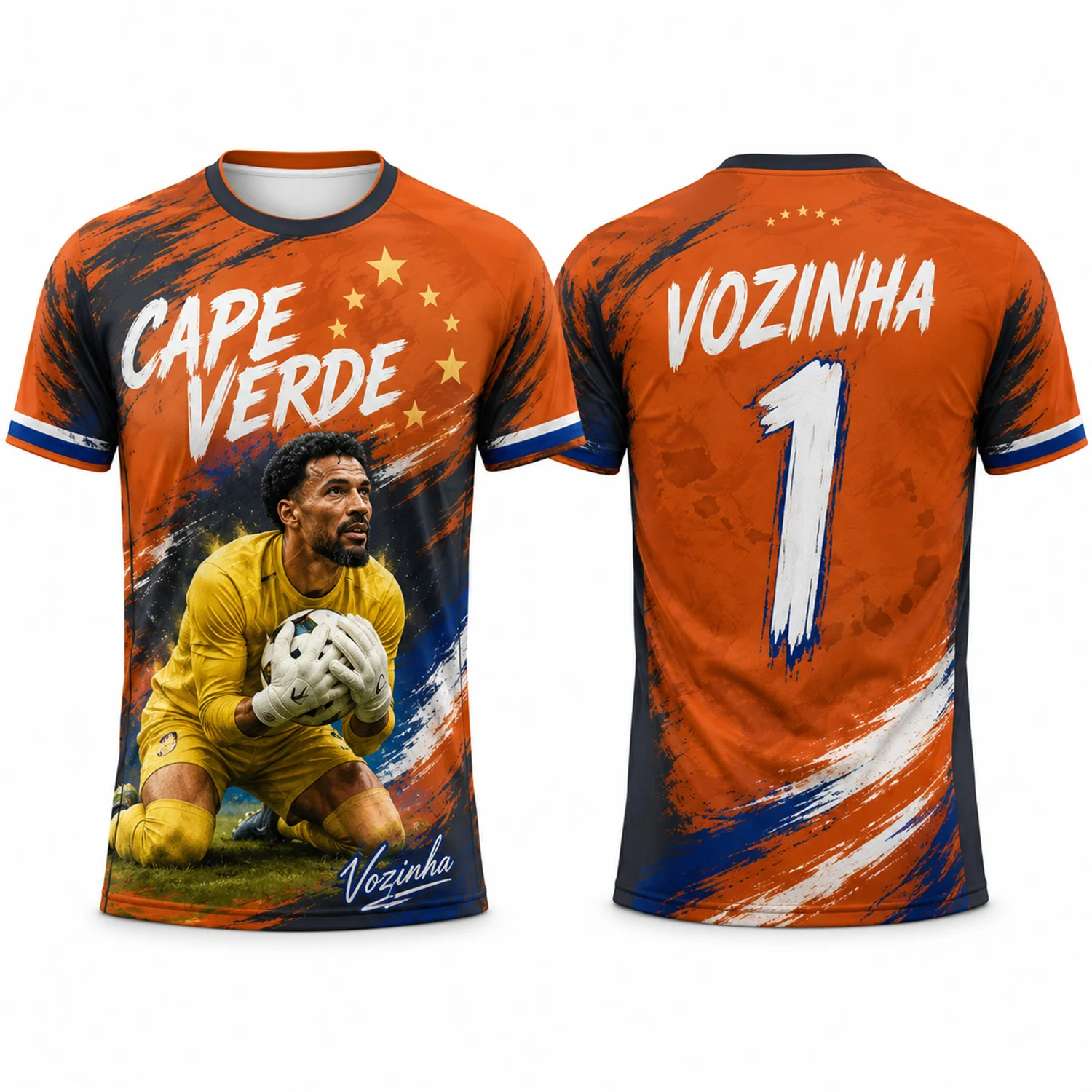 26-27 Cape Verde Vozinha No.1 Goalkeeper Fan Shirt for 3D Women Kids Short Sleeve Football Supporter Top
