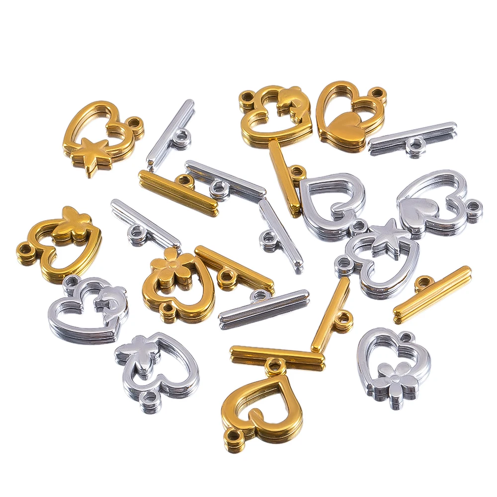 5 مجموعات القلب OT المشبك الفولاذ المقاوم للصدأ تبديل المشابك بار موصل DIY بها بنفسك صنع المجوهرات سوار السنانير الحرف القلائد لوازم #3