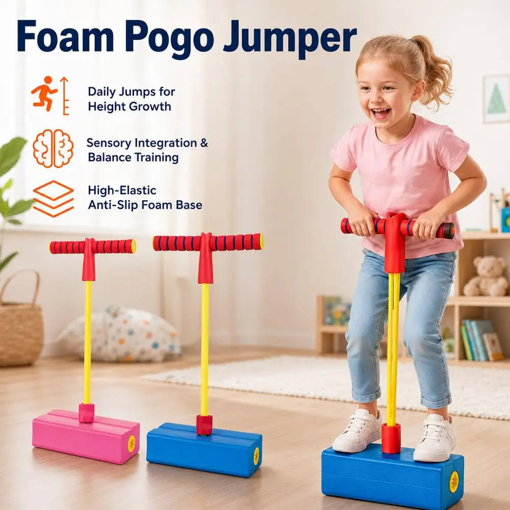 Frog Jump Foam Pogo Stick Kids Leg Trainer Sensory Balance Board Elastic Bouncing Toy Fitness Indoor Outdoor Toddler Sport Gift view 5