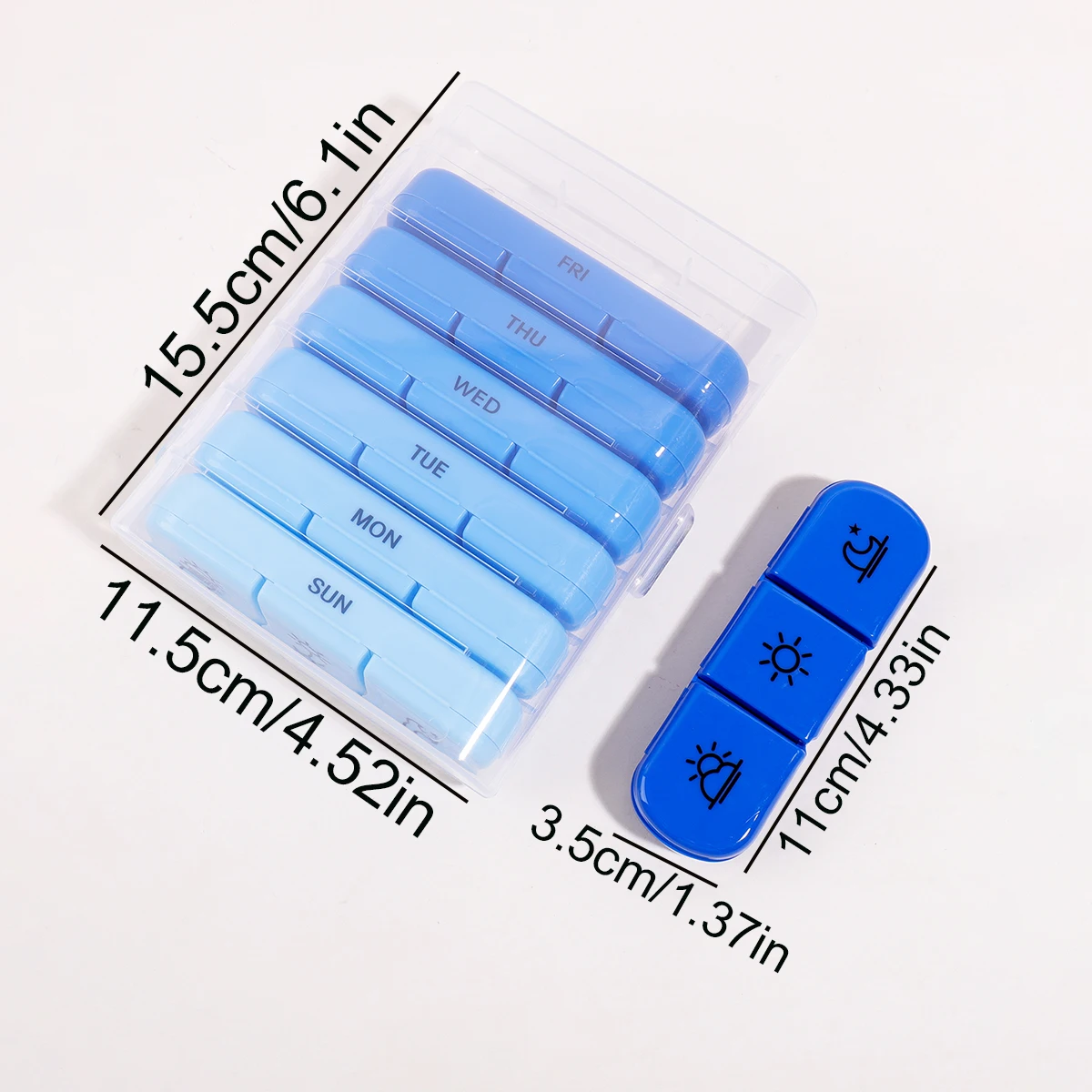 Travel Pill Organizer Weekly 7 Days, Portable 3 Times a Day Pill Box Medicine Container for Outdoor School Pharmacy Use