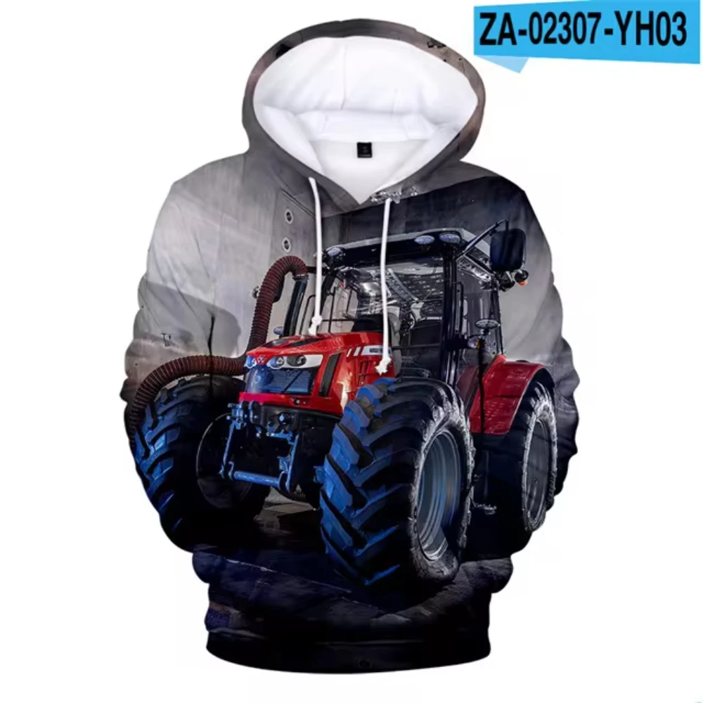 Funny Tractor Graphic 3D Printed Men's Hoodie Harajuku Long Sleeves Oversized Outdoor Pullover Sweatshirt Kids Unisex Clothing