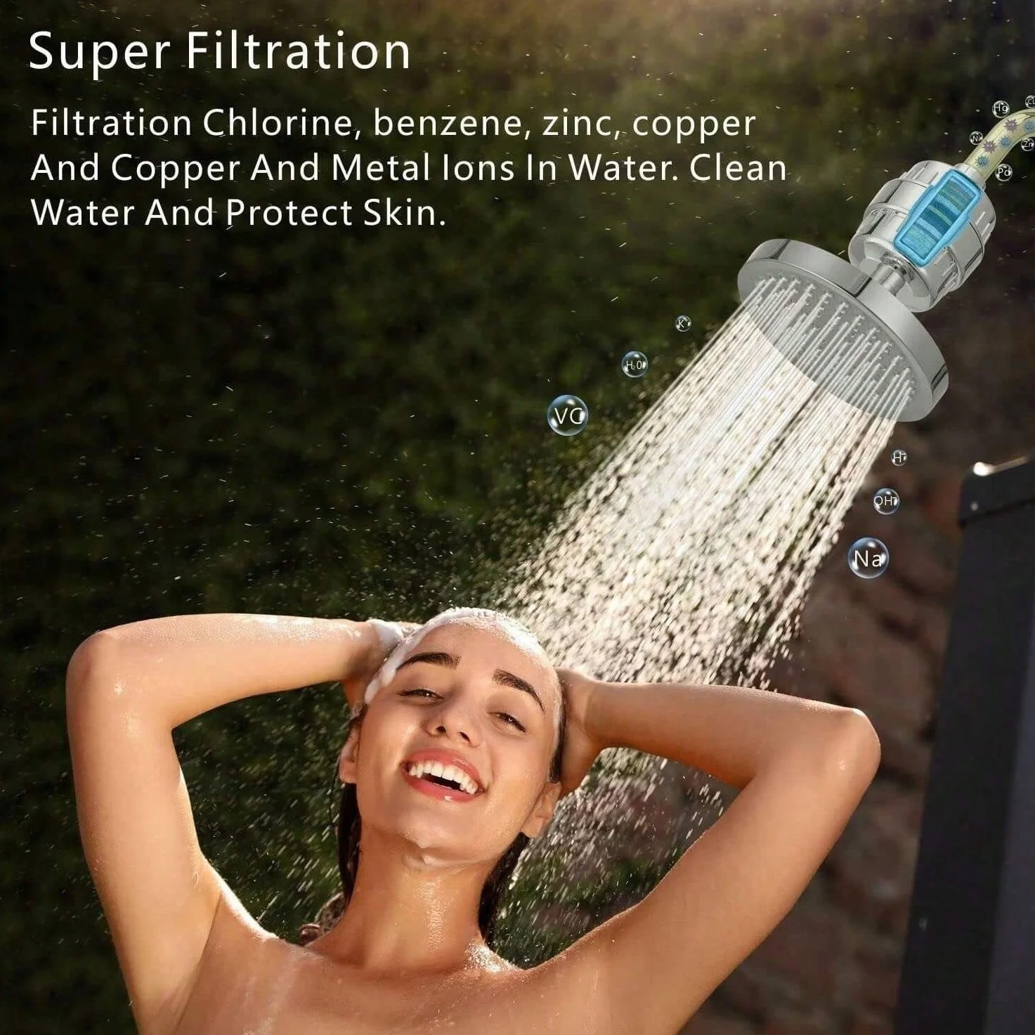 

1 set of shower water purifier - silver+new four inch top spray, stylish shower nozzle design