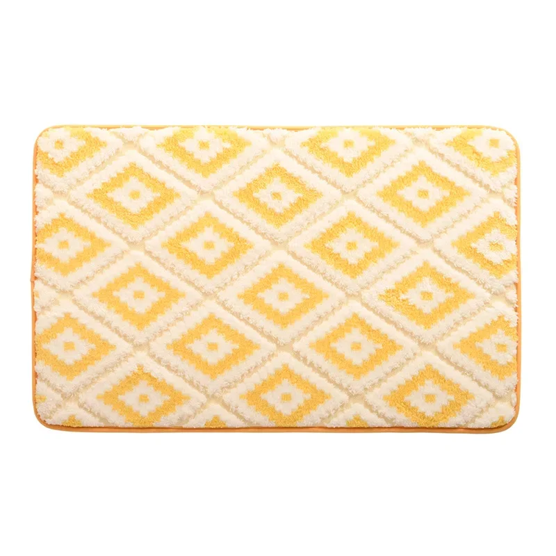 Super Absorbent Bathroom Rug Plaid Bath Mat Foot Mat Bathroom Rug Bathroom Carpet Non-slip Mat Modern Bathroom Floor Mats