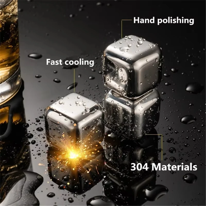 Whiskey Stones Reusable Whiskey Chilling Rocks Stainless Steel Ice Cube for Bourbon Scotch Beverage Gift For Whiskey Lovers