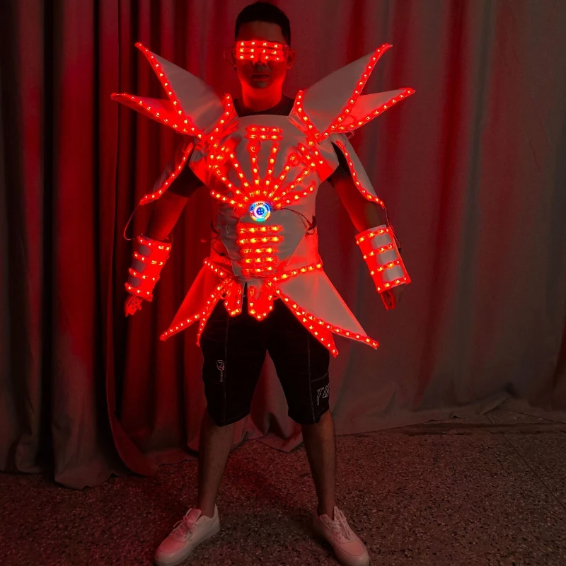 Spettacolo ragazza Costume Abito da festa Completo da concerto Costume da spettacolo per feste EventLED Telecomando Fantasia Costume incandescente Alien Armor Sui