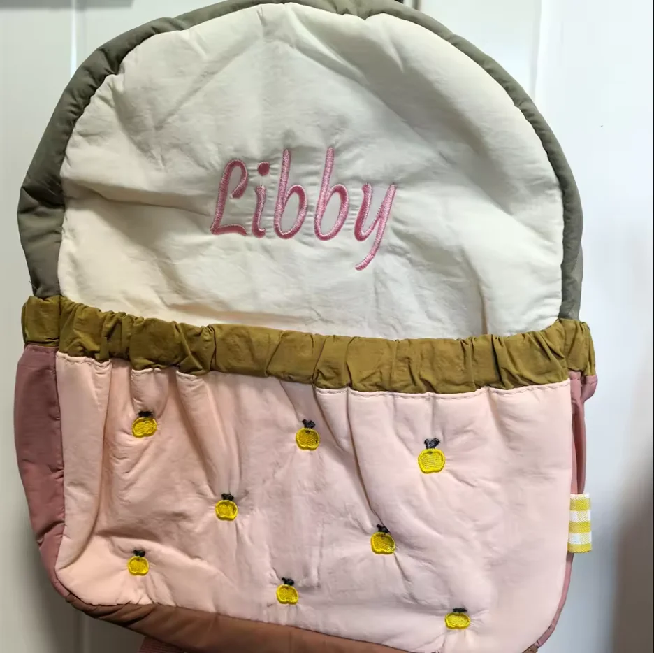 Custom Embroidery Name Baby Lightweight Backpack Personalized Children's Little Apple Gift Backpack Snack Bags