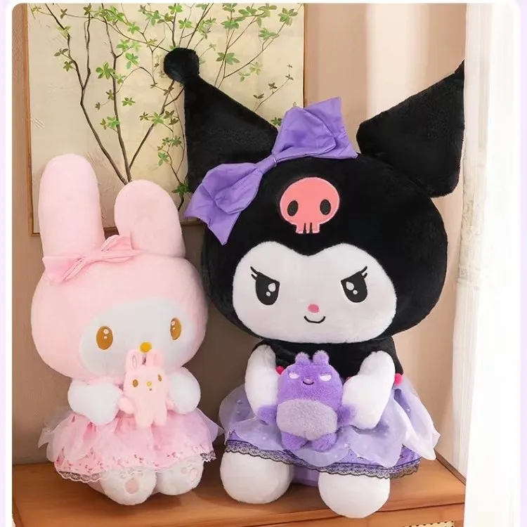 

75cm55cm45cm Big Size New Sanrio Cute Demon Kuromi Plush Toy Angel My Melody Plushies Pillow Doll Stuffed Animal Home Decor