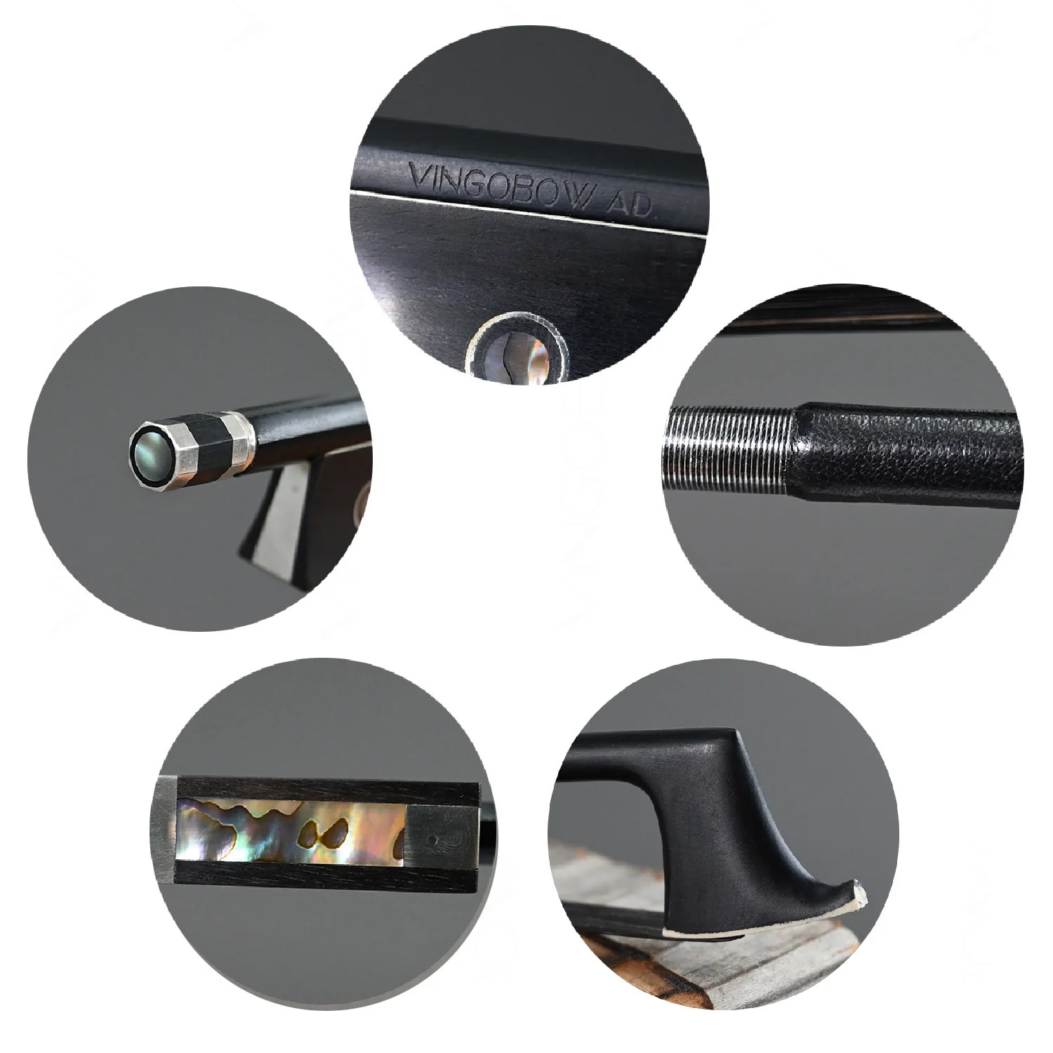 VingoBow 5 Sizes Carbon Fiber Violin Bow 4/4 3/4 1/2 1/4 1/8 Size