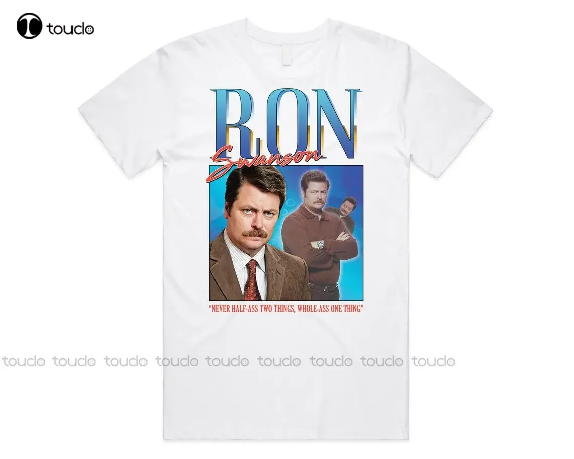 Ron Swanson T-Shirt Tee Top Parks & Rec Funny Retro 90'S Gift Custom Aldult Teen Unisex Digital Printing Tee Shirts