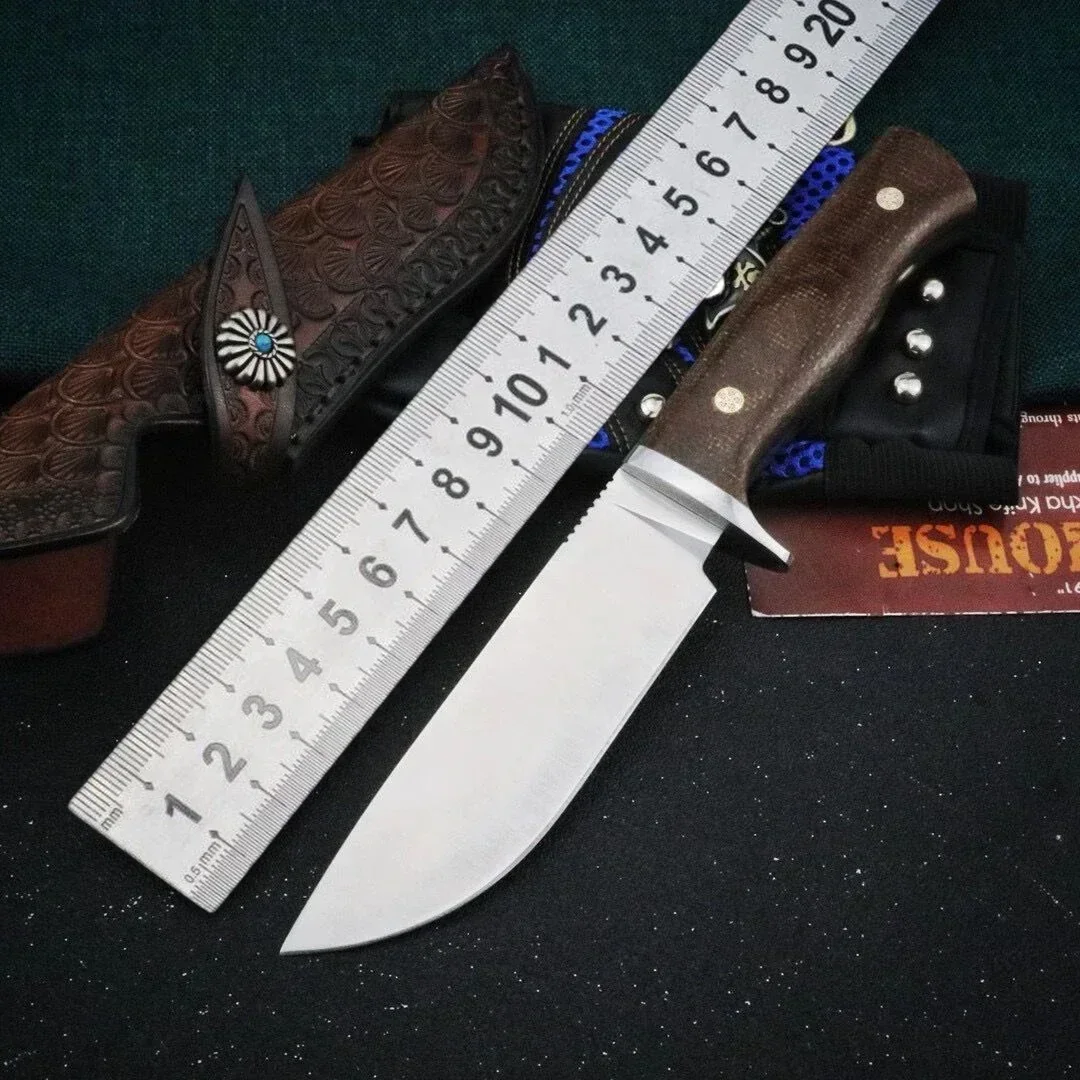 

Paodin Python Hunting Knife Fixed Balde Knife M390 Blade Wood Handle with Sheath Hiking Knives