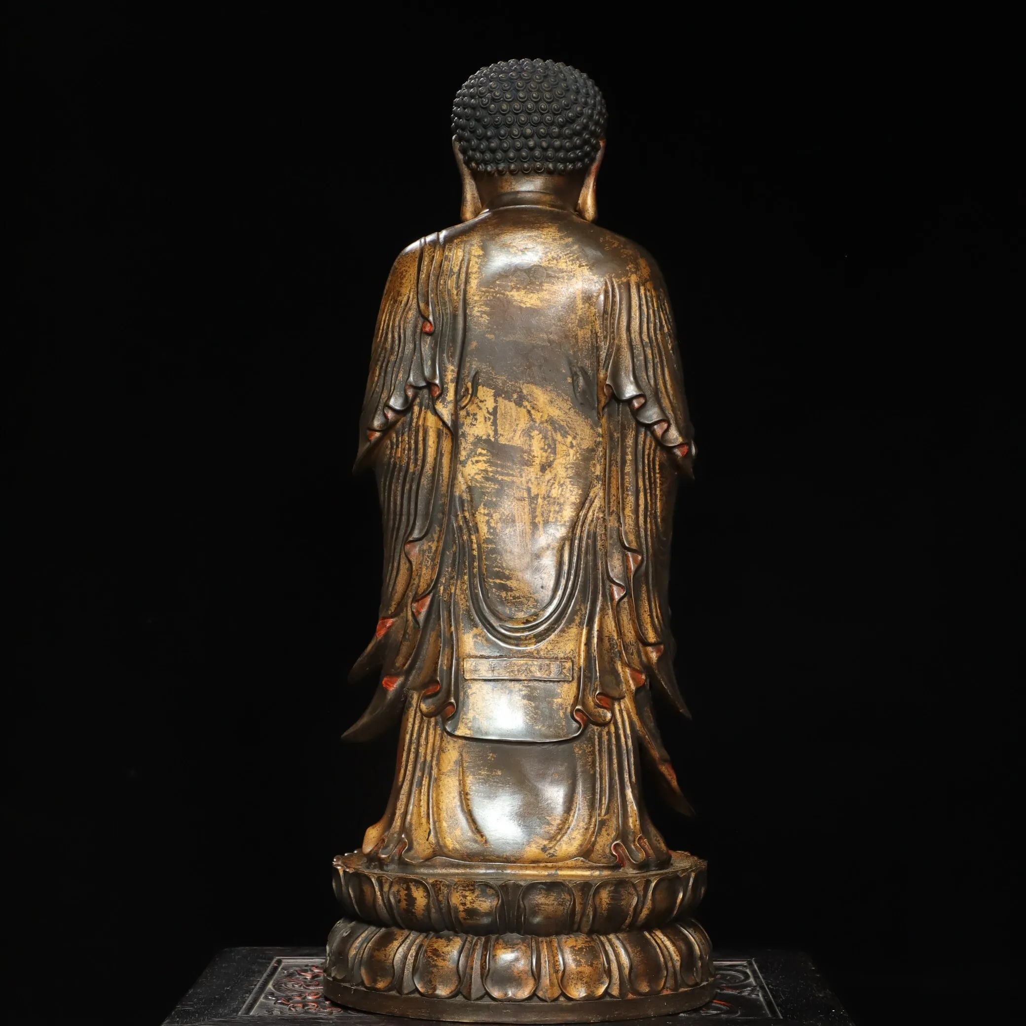 Handmade Large Brass Gold Plated Vintage Standing Amitabha Buddha Statue Home Altar Decoration Gift