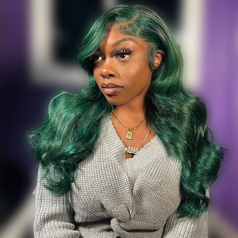 

Dark Green 5x5 Glueless Wear And Go Wig Preplucked Human Hair Wigs Body Wave Lace Frontal Wig For Women PreCut Wig Ready To Go