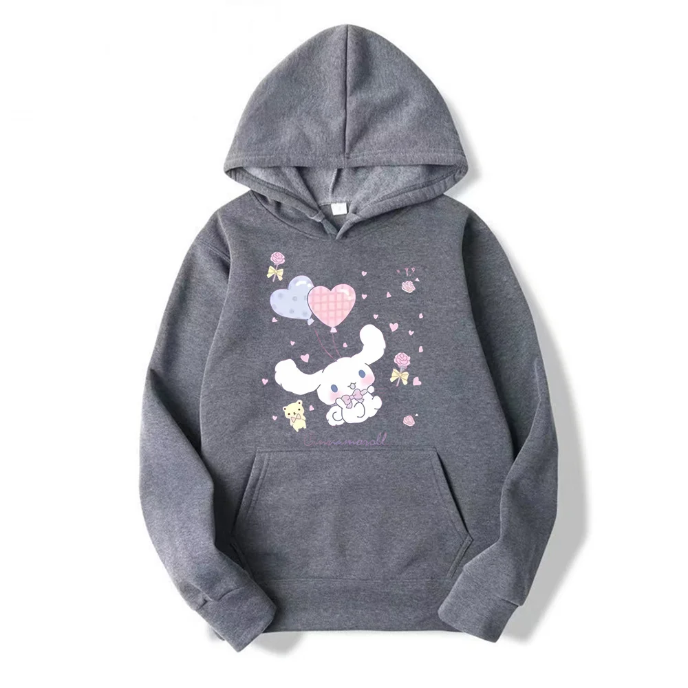 Autumn Cinnamoroll Print Hooded Women Pullovers Casual White Pink Loose Long Sleeve Thin Chic Hoodies Plus Size Women Sweatshirt