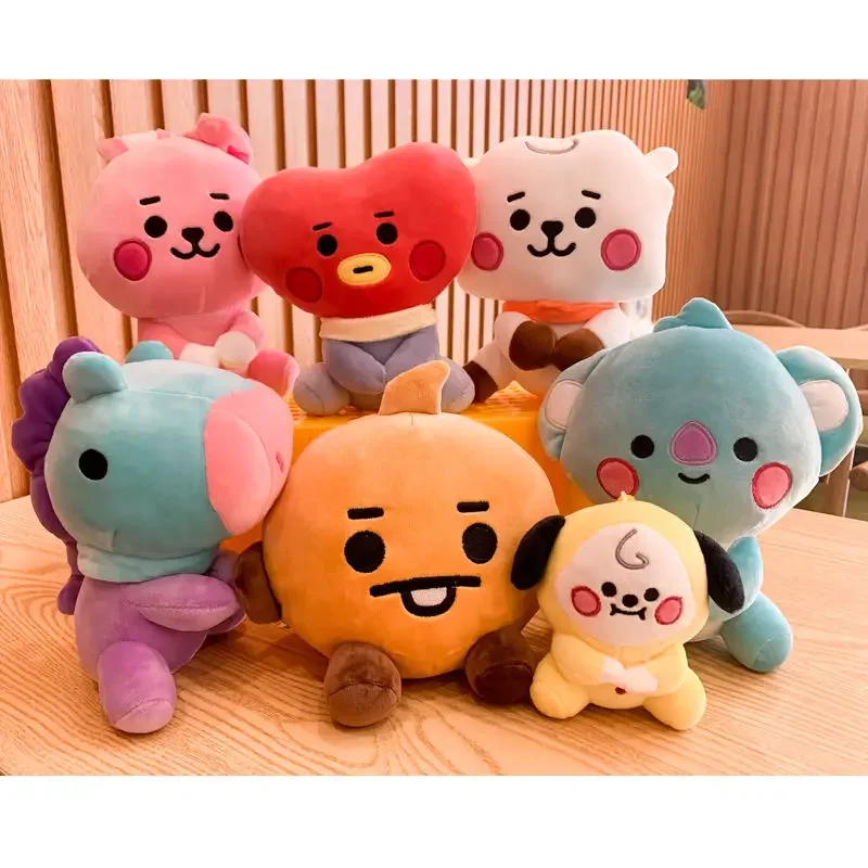 BT21 Cute Plush Toys 12-24cm Kawaii Tata Mang RJ Chimmy Mini Doll Pendant Cute Keychain Bag Accessories Toys Gift for Kids