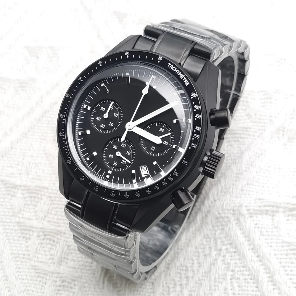 Men's Luxury Quartz Watch Chronograph watch VK63 Watch Waterproof, Super Bright Luminous Watch, Steel, Business, Silver