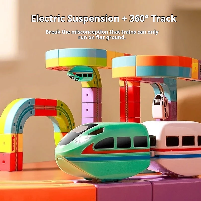 

DIY Children'S Educational Electric Magnetic Levitation Train Track Cube 3d Diy Magnetic Assembly Toys Train Car Xmas Gifts Toys