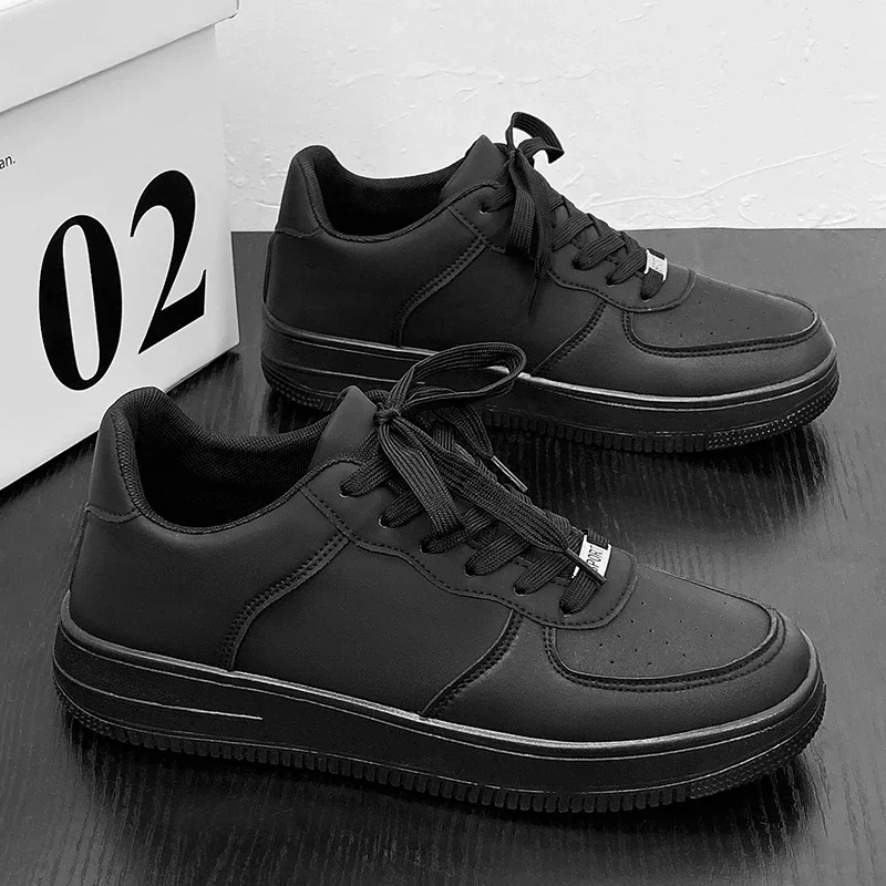 Men's Sneakers Casual Sports Shoes for Men Lightweight PU Leather Breathable Shoe Mens Flat White Tenis Shoes Zapatillas Hombre