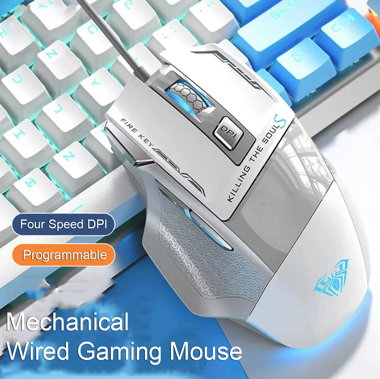 Mause 2400DPI rétro-éclairage souris d'ordinateur optique pour ordinateur portable PCWired Macro programmation souris de jeu e-sports mécanique 7 boutons