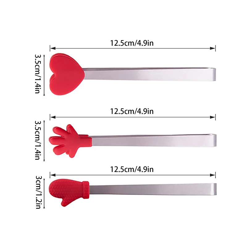 Mini clip per alimenti in Silicone manico in acciaio inossidabile Palm Stainless Steel Lovely antiscivolo snack pinzette non Nirty Hand Tools