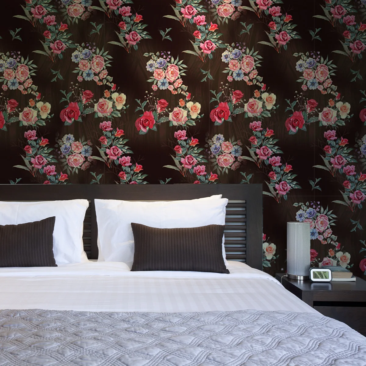 

Обои с цветочным рисунком, роза, самоклеящаяся черная съемная контактная бумага для спальни, украшение дома, наклейка