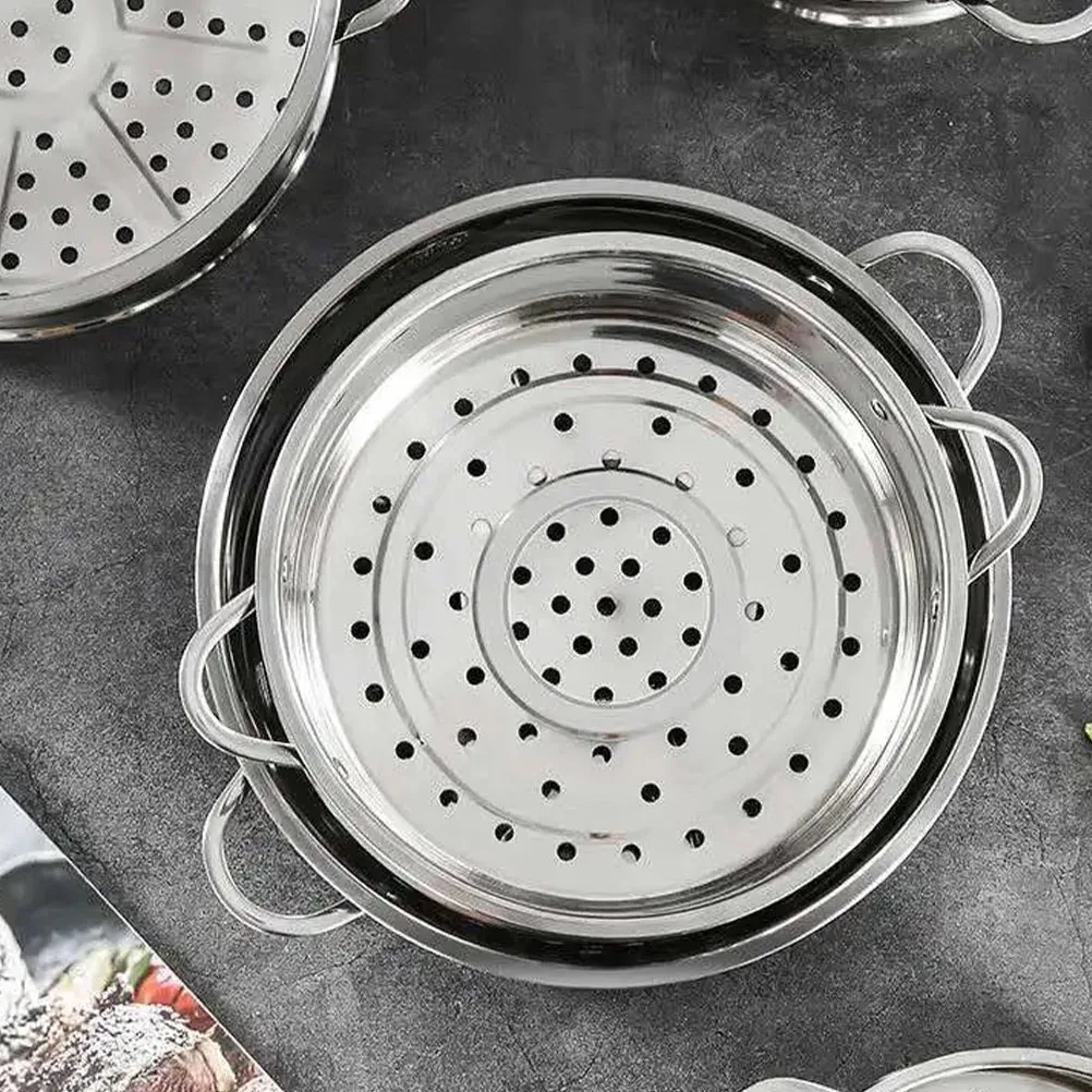 

Stainless Steel Steamer Pot with Lid Double-Handled Home Kitchen Cookware Design Easy to Clean Multi-Purpose