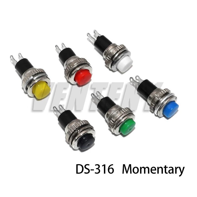 6PCS DS-314 DS-316 Panel Mount 10mm Momentary OFF-(ON) Push Button Switch Upper Screw Thread DS314 DS316 Momentary