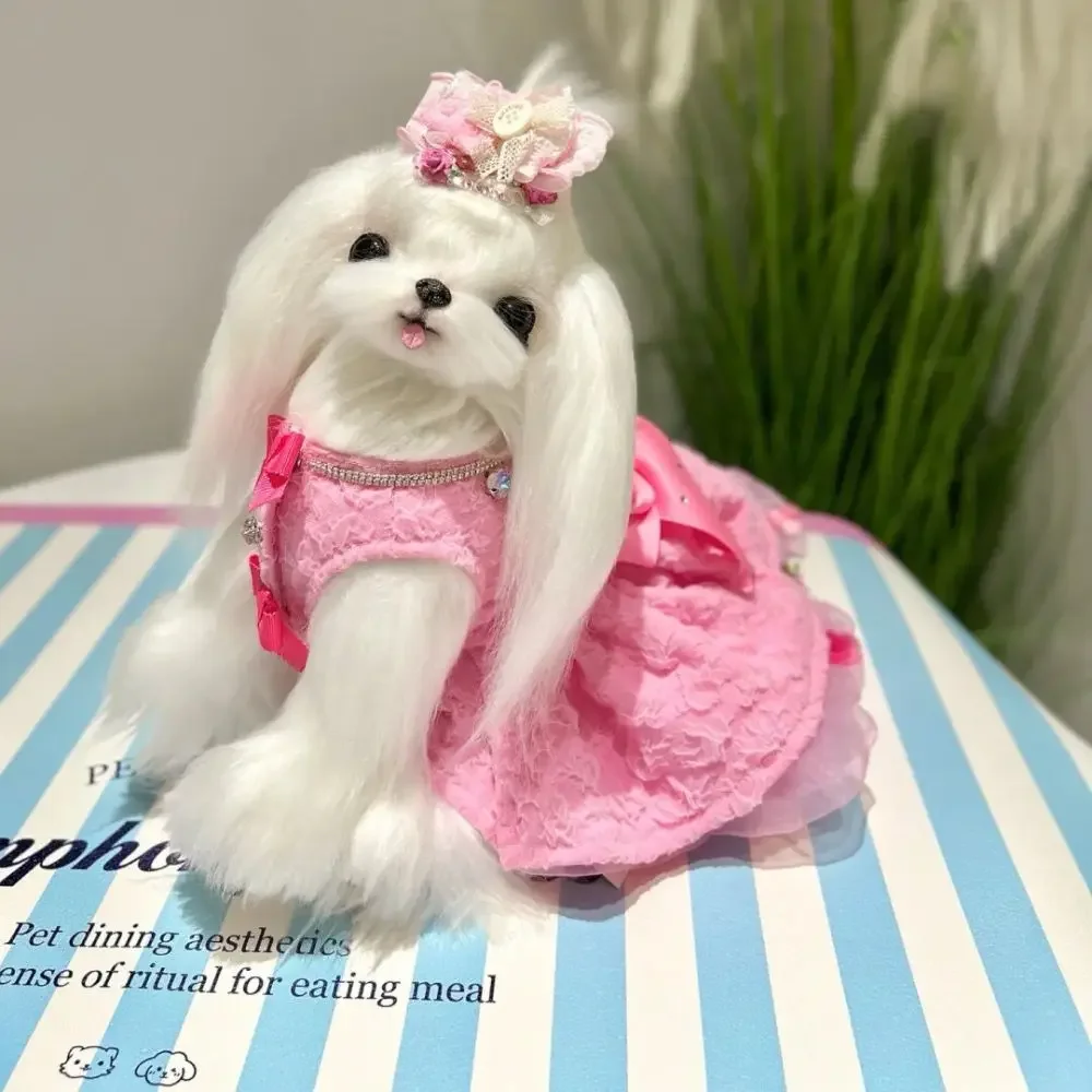 Wedding Dress dog Clothes small for sweet dogs Clothing pet Outfits cute summer Yorkies Print pink girl ropa para perro