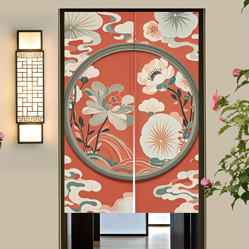 Bohemian Floral Print Decorative Door Curtain Room Divider Screen Fabric Polyester Panel for Living Room Bedroom Tropical Wall D