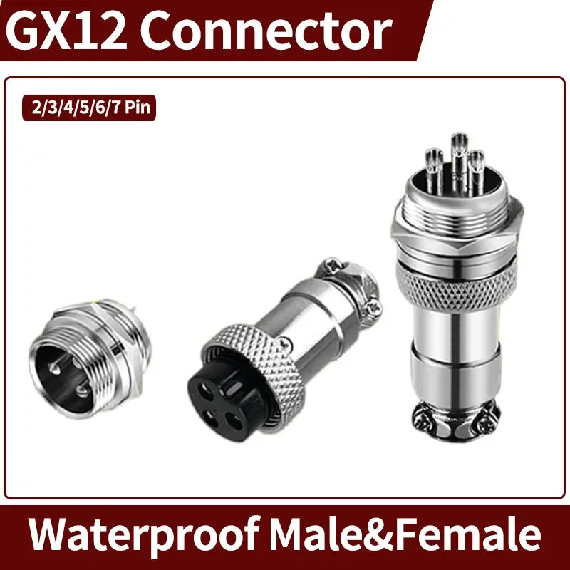 5/20Set GX12 Nut Aviation Aviator Plug Socket Male and Female Docking Circular Waterproof Connector Cable Fixing 2 3 4 5 6 7 Pin