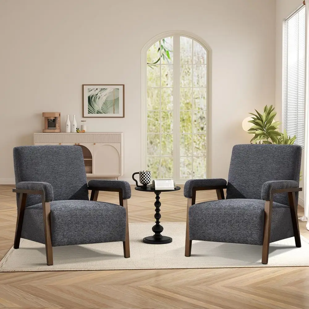 

Mid Century Modern Accent Chair, holstered Reading Armchair with Solid Wood Frame, Soft Fabric, Easy Assembly Sofa Chair for