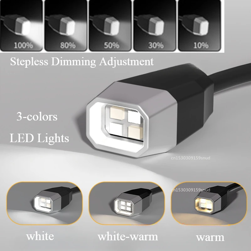 Wearable Ear-Hanging Reading Light 3-Color LED Book Lamp Stepless Dimming Night Light USB Rechargeable for Reading Sewing Repair