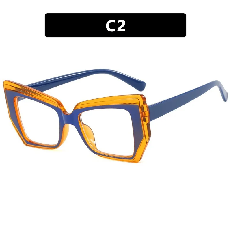 Fashionable Retro Contrasting Color Anti Blue Light Reading Glasses For Women Cat Eye Polygonal Trendy Personalized Glasses Fram