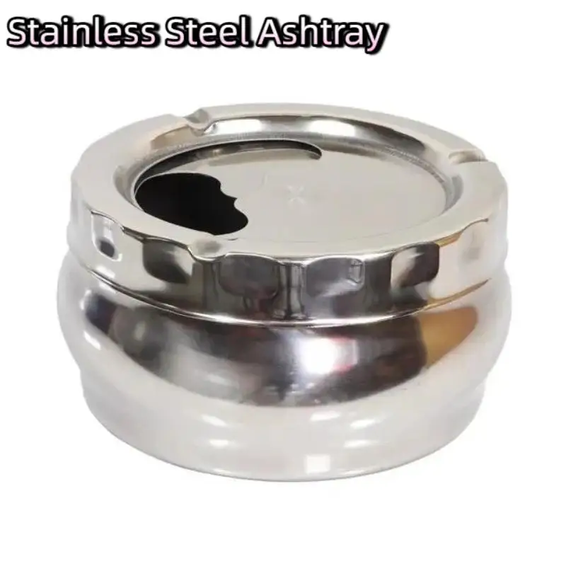 Stainless Steel Ashtray With Windproof Lid Rust Proof Design 3 Sizes For Home Office Outdoor Patio Use