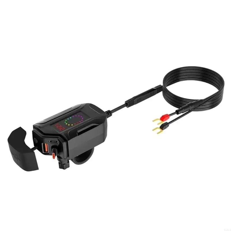 Fast Charging Motorcycle Phone Chargers USB C Port Waterproof with Meter