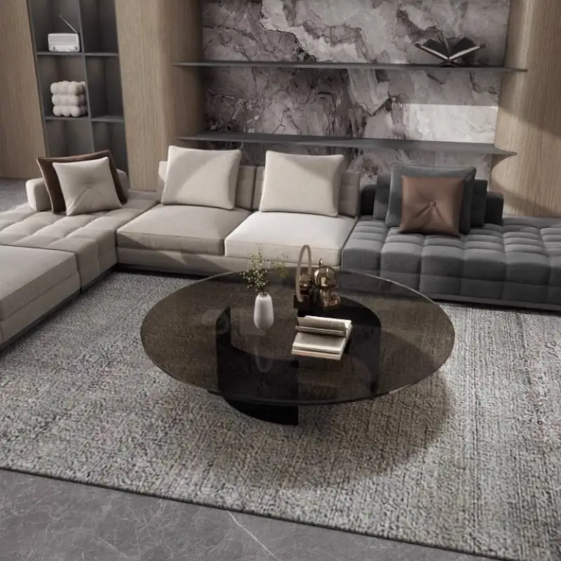 Роскошный серый журнальный столик из стеклянного мрамора, современный роскошный журнальный столик, минималистичный компактный салон Meuble, мебель для гостиной