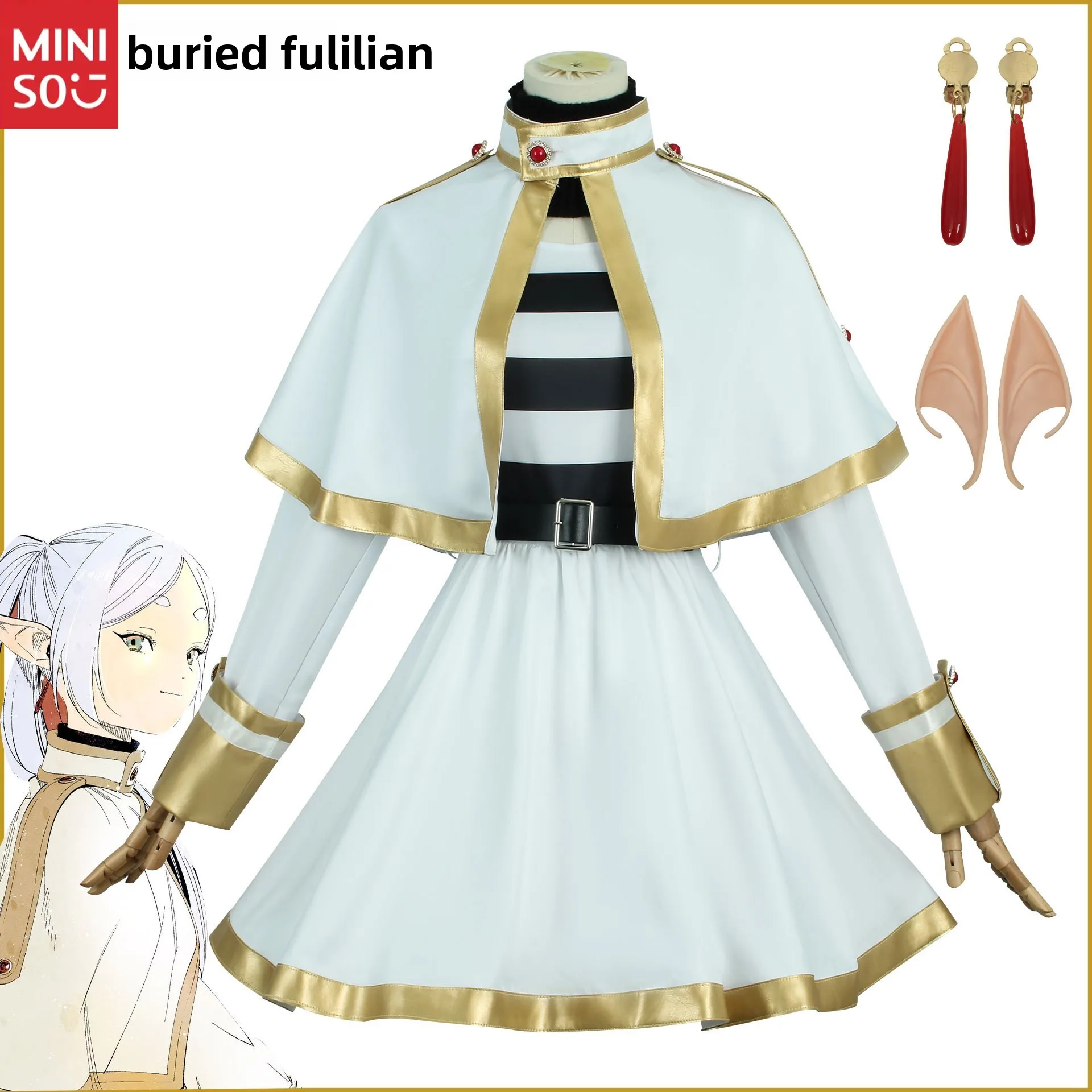 

Miniso Frieren Beyond Journey's End Cosplay, Frieren Elf Mage Costume