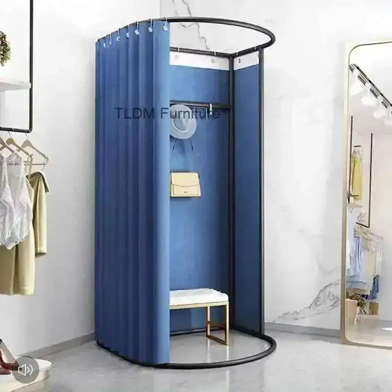 حامل بسيط المحمول تخزين الستار تخزين الرف غرفة المنقولة خلع الملابس المؤقتة متجر الملابس الطابق تركيب غرفة رف شاشة #1