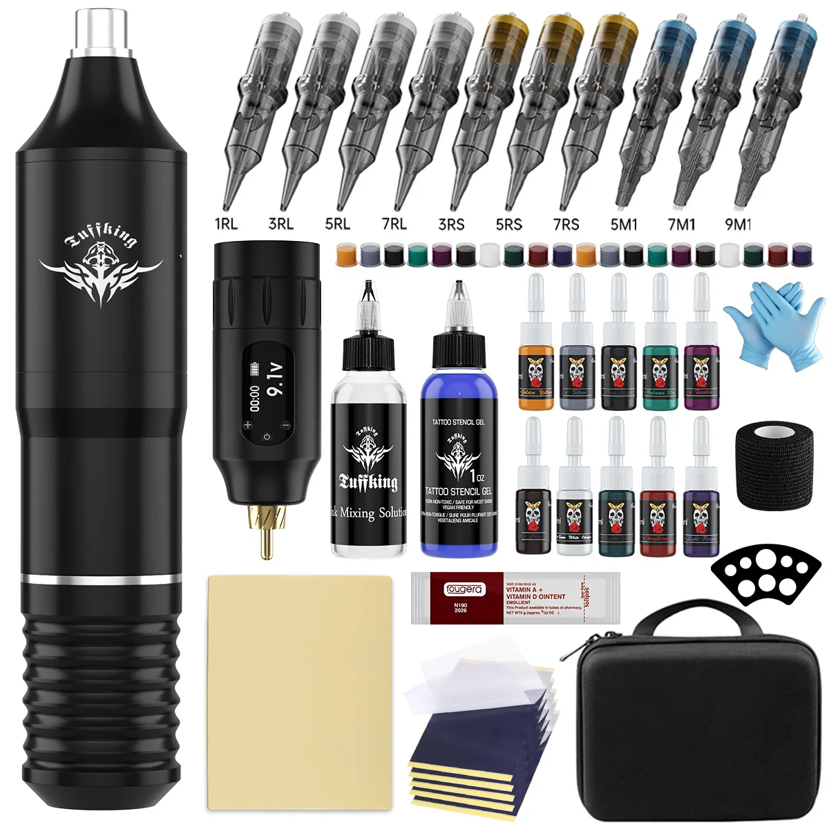 Cross border popular Tuffking tattoo set, complete set of tattoo machine tools, tattoo pen set, tattoo motor machine