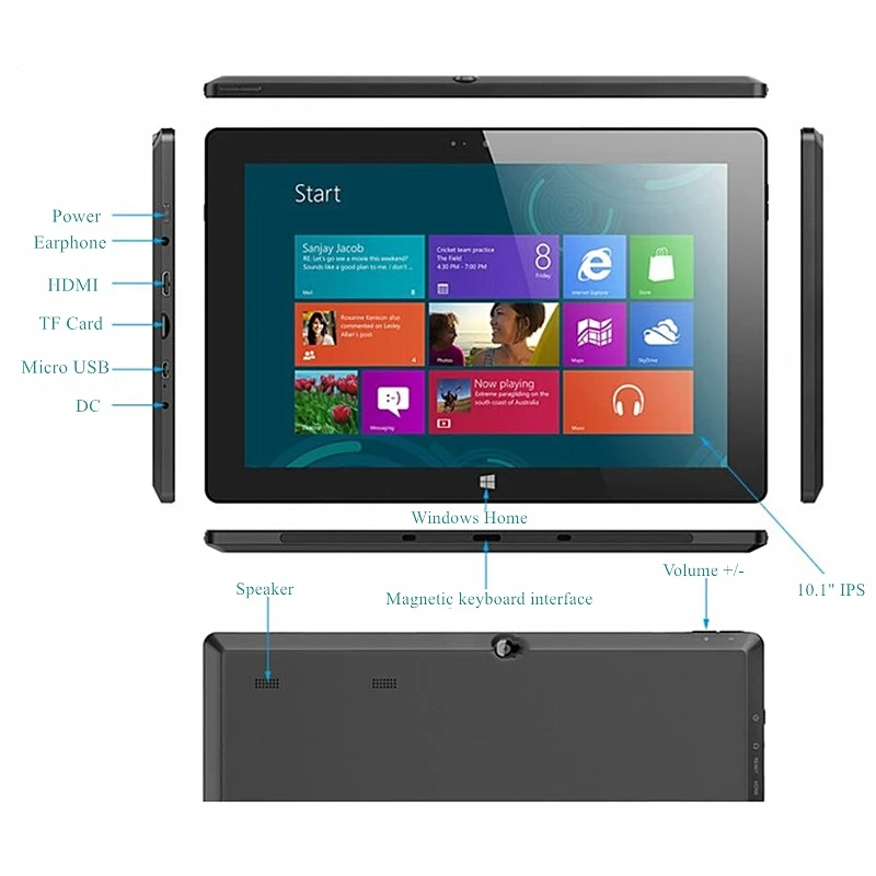 2023 Verkoop 2in1 Tablet Pc Lt1067 10.1 ''Windows 8.1 Wifi 1Gb Ddr 32Gb 1280X800 Ips Dual Camera Quad Core Z 3735G 1.33G