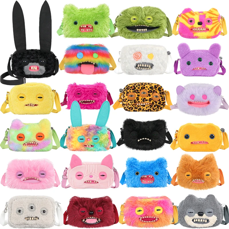 

Оригинальные плюшевые игрушки Fuggler: сумки через плечо WIDE EYED WEIRDO MR BUTTONS, черные мягкие плюшевые сумки-куклы, подарки на день рождения