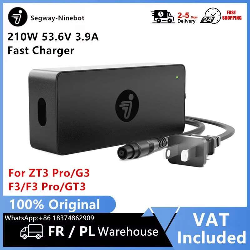 EU-Lager Original 210W 53,6V 3,9A Schnellladegerät für Ninebot by Segway ZT3 Pro/GT3/F3/F3 Pro/G3 Elektroroller Netzadapter