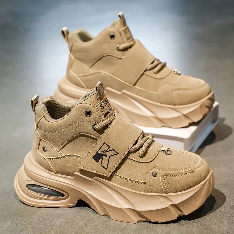 

Женская обувь на платформе, мужская прогулочная обувь высокого качества, дизайнерские дышащие повседневные мужские кроссовки на толстой подошве, обувь для папы с высоким берцем