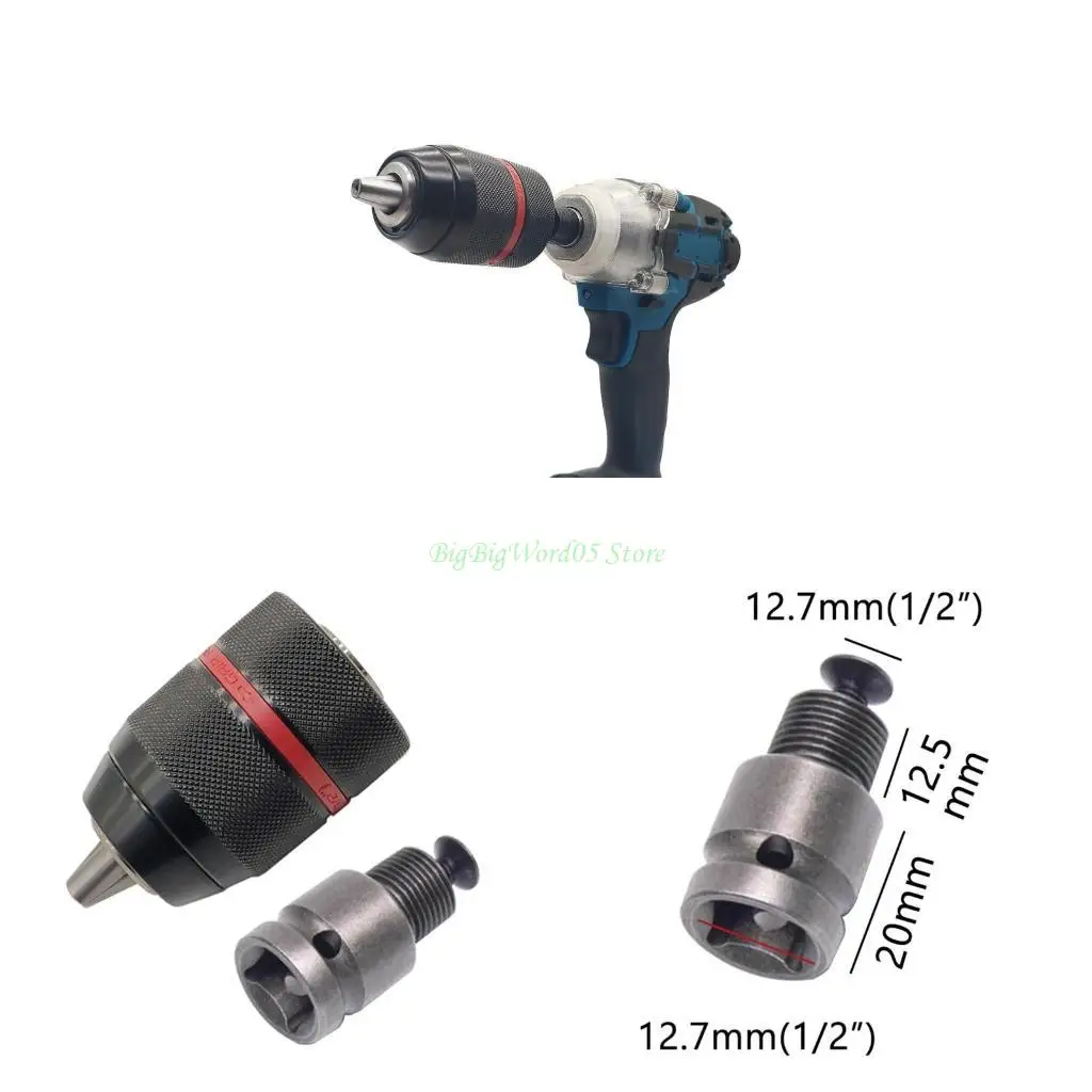 

24TE Metal Drill Chuck Adapter SDS-Plus Shank 1/4" Square Keyless 2x